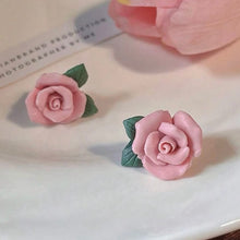 Load image into Gallery viewer, pink rose earrings
