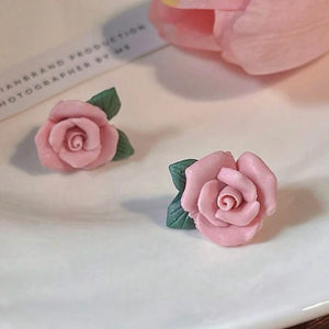 pink rose earrings