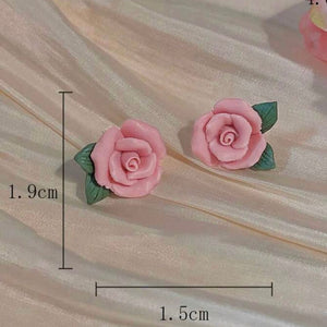 pink rose earrings