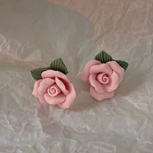 Load image into Gallery viewer, pink rose earrings
