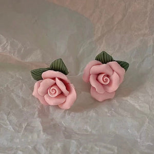 pink rose earrings