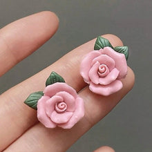 Load image into Gallery viewer, pink rose earrings
