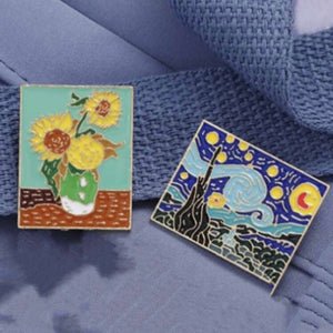 black cat and van gogh pins