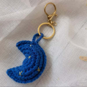 sun and moon crochet keychain