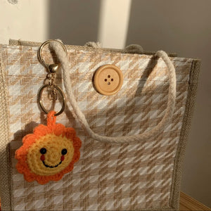 sun and moon crochet keychain