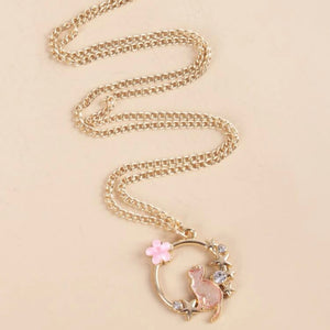 sakura cat necklace